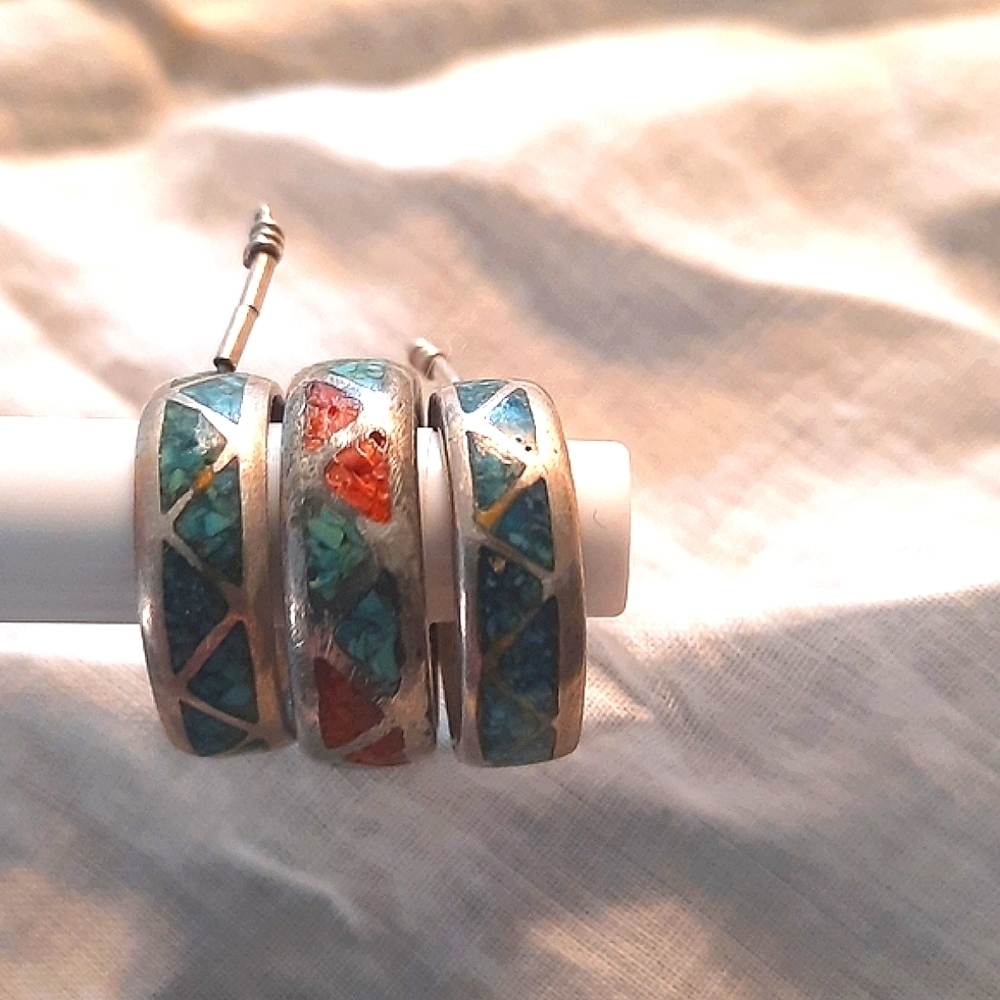 Vintage sterling silver set unmarked beautiful native american